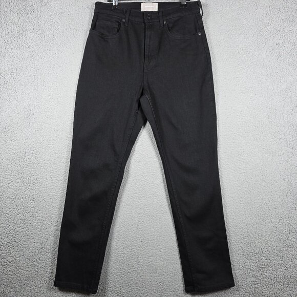 Everlane Jeans Womens Size 28R Black Dark Wash High Waist Straight Mom Stretch - Picture 1 of 11